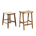 Household New Design Cane Seat Wood Chair Rattan Bar Stool With Wooden Frame