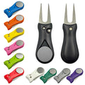 Custom Metal Golf Divot Repair Tool Switchblade Pitch Fork Tool Golf Divot Repair Tool With Ball Marker Magnetic Hat Clip