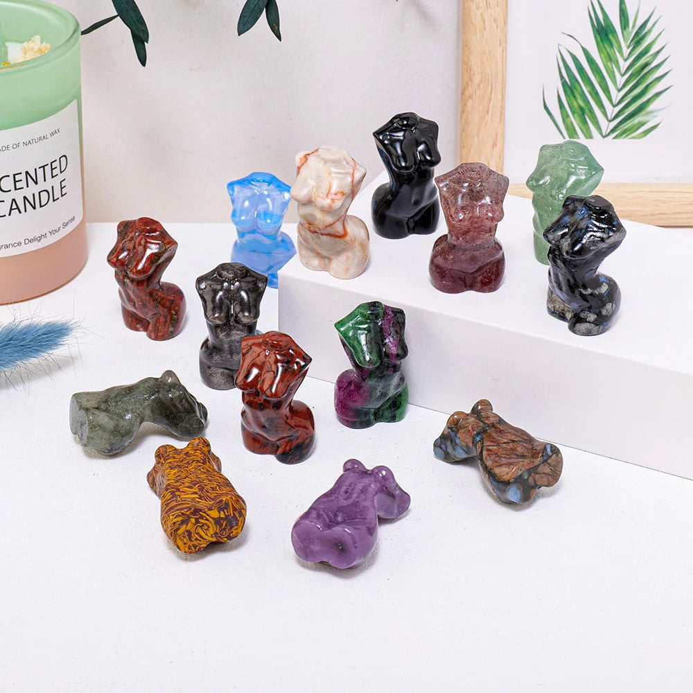 Wholesale Natural Crystal Crafts Healing Gemstone 4 cm Female Model Quartz Carvings Room Decoration