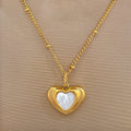 Minimalist Stainless Steel Bead Chain Heart Pendant Necklace Collar De Acero Inoxidable Geometric Peach Shell Choker Necklace