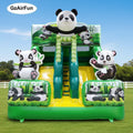 Double Slide Inflatable Panda Mascot Bounce Slide Fun Dry Use Waterslide