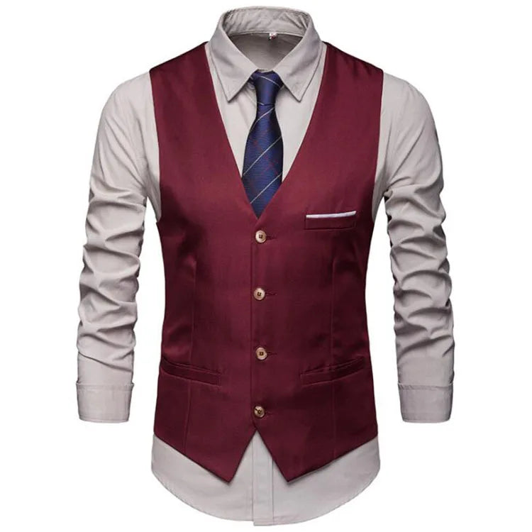 Dress Vests for Men Slim Fits Mens Suit Vest Male Waistcoat Gilet Homme Casual Sleeveless Formal Business Vest