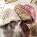 Knit Hat Scarf One Two-piece Women's Winter Fashion Warm Plus Fleece Thick Cycling Windproof Woolen Hat