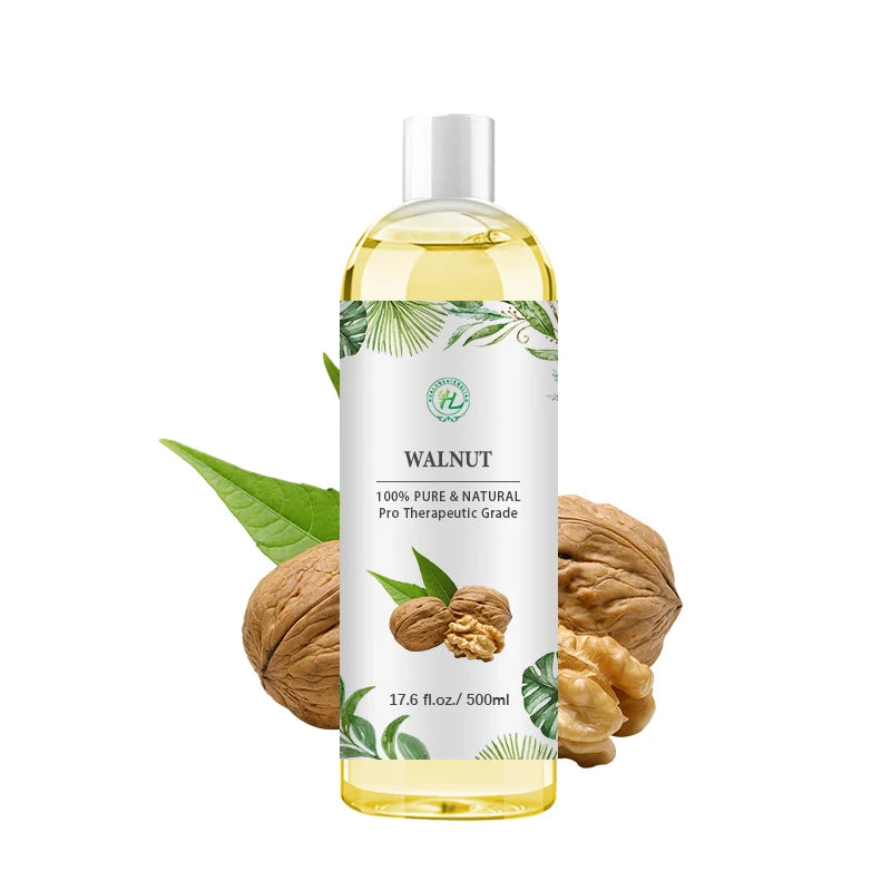 Custom 500mL Essential English Walnut Oil Refined Naturaly | Cold Pressed Juglans Regia Carrier Oil for Skin Hair Face