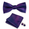 Paisley Floral Check Bow Tie Handkerchief Set for Men Wedding Groom Tuxedo with Butterfly Carvat Cufflinks Men's Silk Bowties MegaBDM