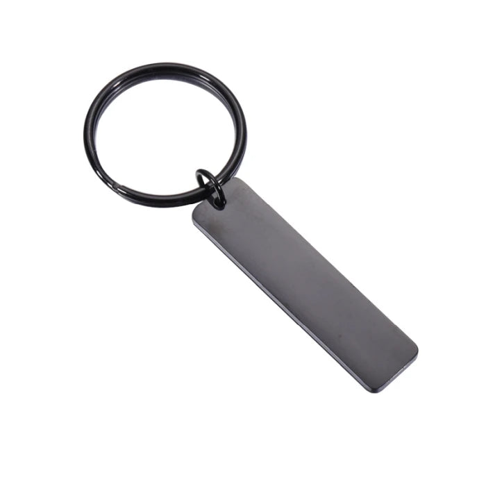 DIY Metal Stainless Steel Custom Logo Keychain Fun Black Laser Engraving Fashion Style