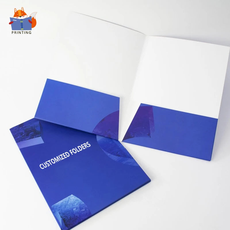 Customized Embossed  A4 Custom logo Pocket Paper File Folder for School Business