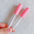 LZ Pack Stock 100pcs Round New Spray Pink Lipgloss Tubes Private Label Matte 3ml Lip Gloss Tubes With Wand