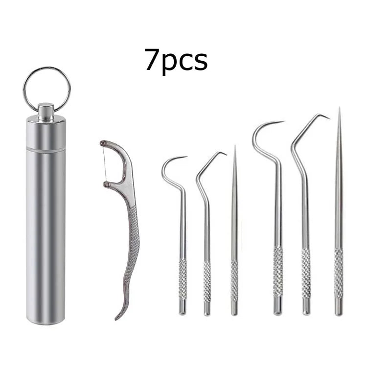 Reusable Metal Toothpicks Suits Portable Stainless Steel Toothpicks Pocket Set With Holder