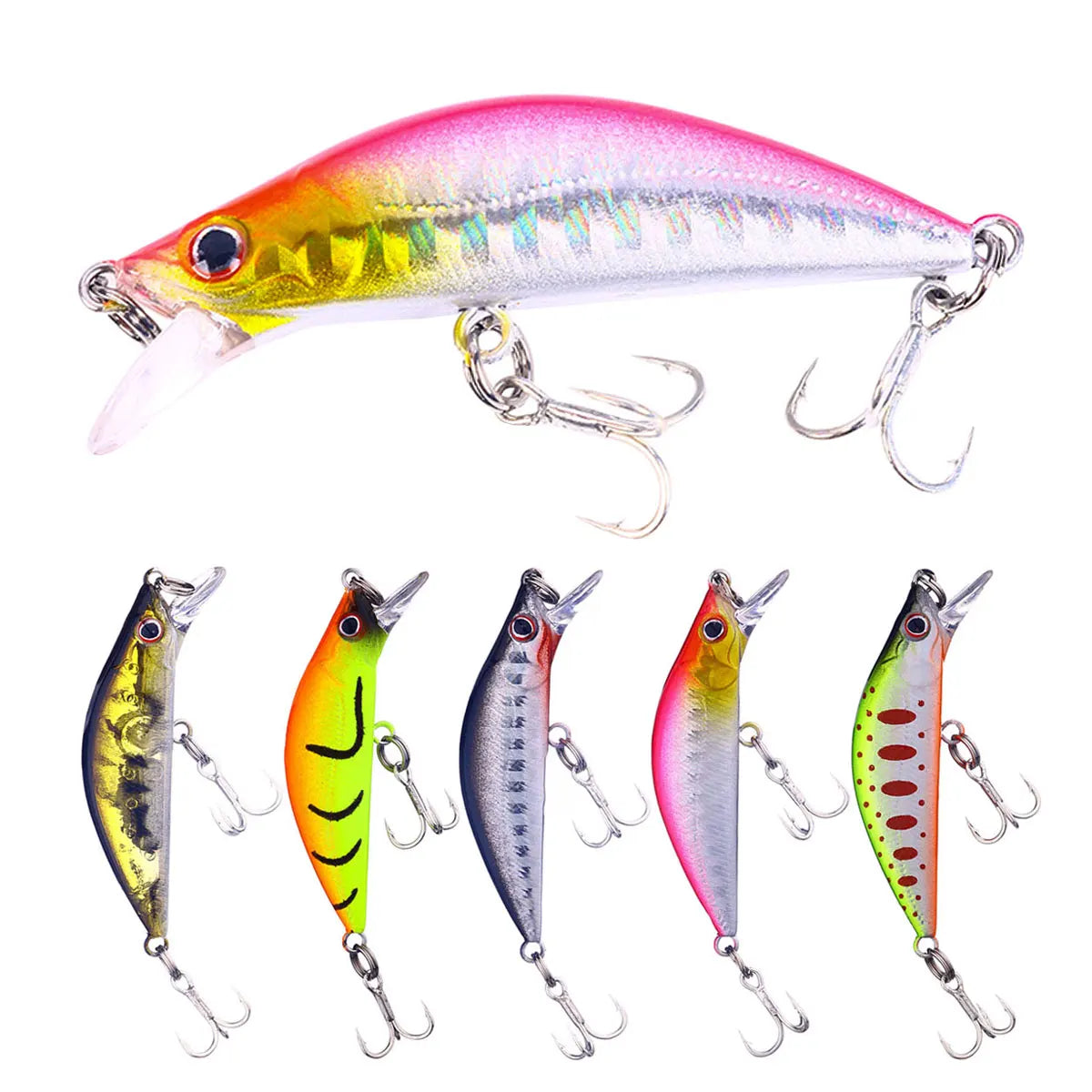 Sinking Fishing Lure 5.5cm-5.5g-12# Arch Body Minnow Lure with Metal Hard Plastic for Ocean Beach Sea Bass