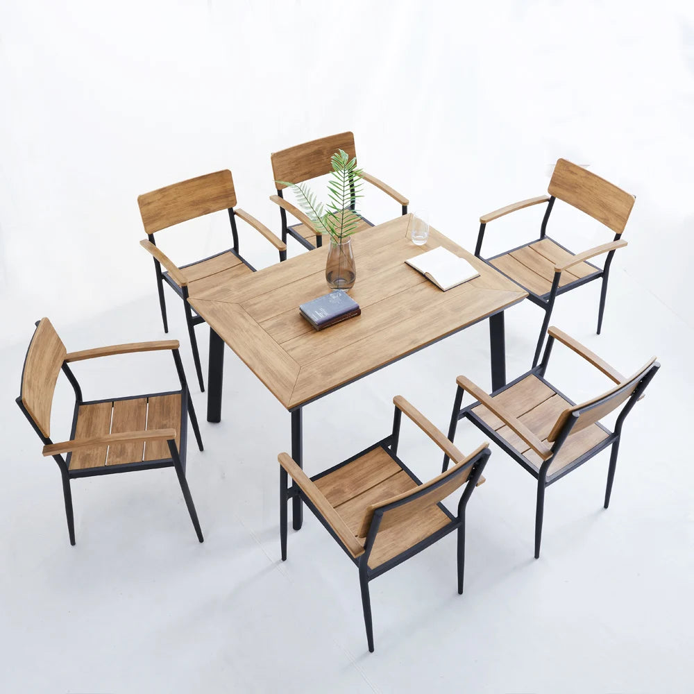 Modern Outdoor Garden Furniture Save Space Fashion Oil-proof Waterproof Dining Sets Aluminum Table Chairs School Home Courtyard