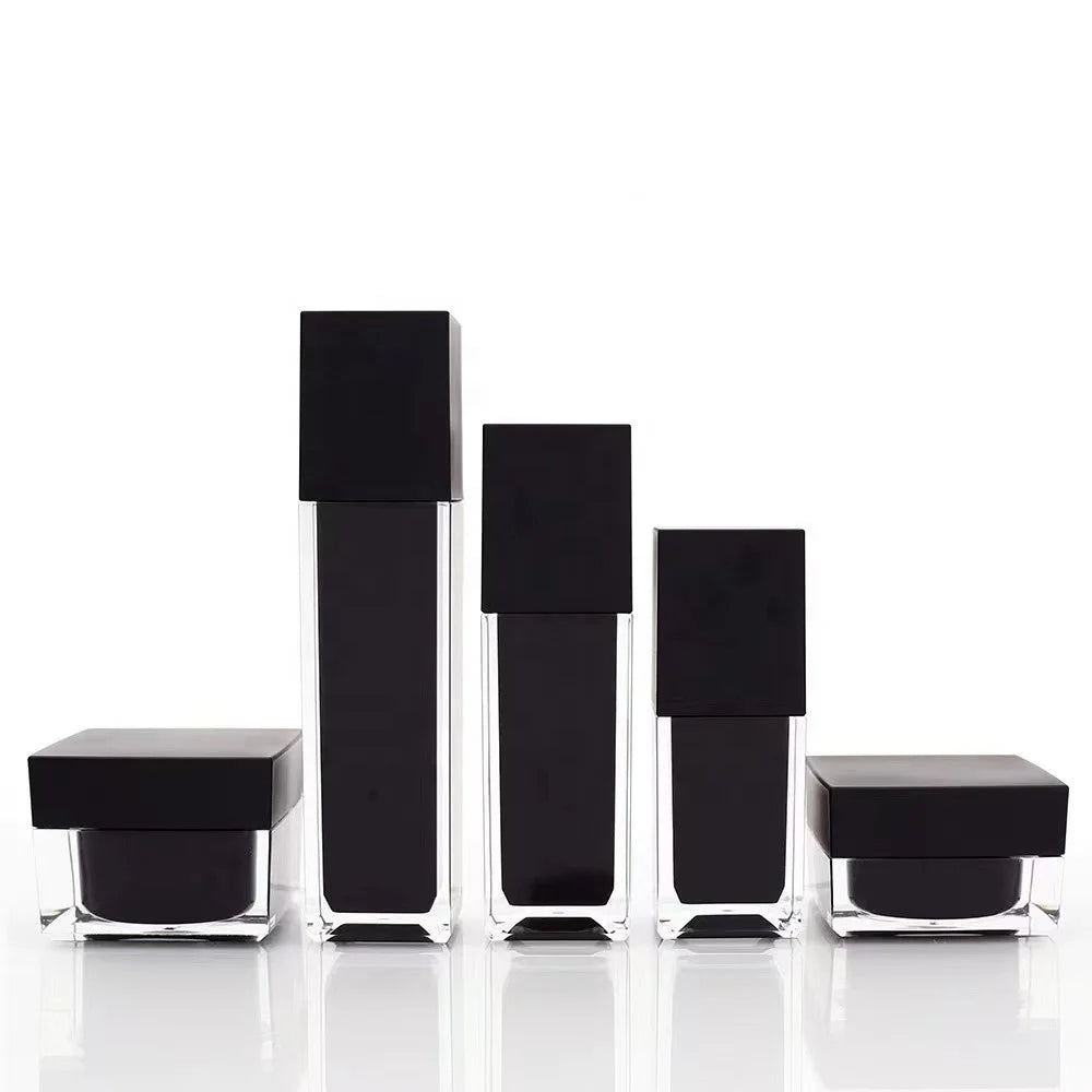 New 30g Black Square Acrylic BB Cream Face and Eye Cream Cosmetic 15ml 30ml 50ml Plastic for Essence Water Emulsion Bottle"