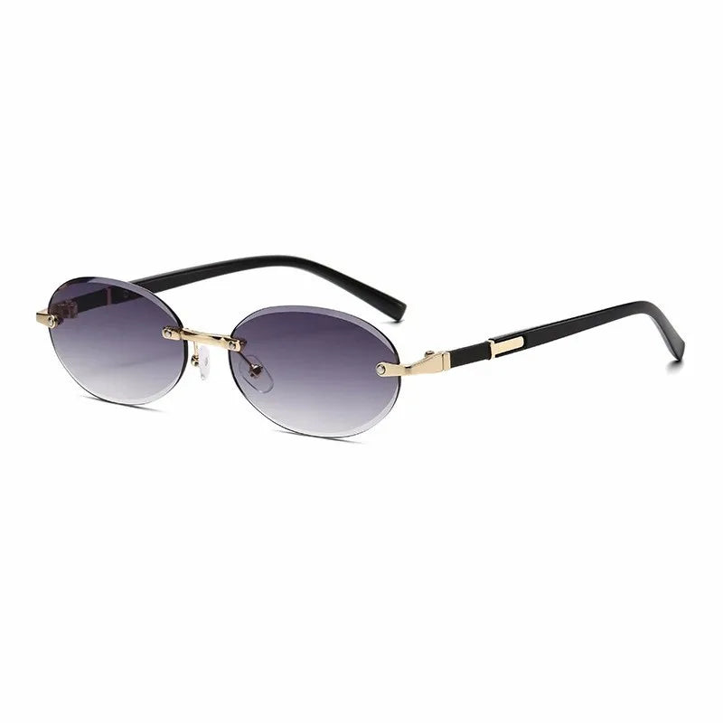 STORY DF1584 Fashion Rimless Oval Sun Glasses Luxury Brand Designer Sunglasses Gradient Cutting Lenses Custom Logo Eyeglasses