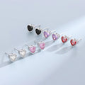 Cute 925 Sterling Silver Bezel Setting Colorful Zircon Heart Stud Earring Heart Cz Diamond Stud Earrings for Women Wholesale