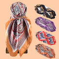 Factory Wholesale Vintage Paisley Satin Square Scarf Multi Colors Silky Glossy Bandana Head Neck Wrap Custom Print Bulk Supply MegaBDM