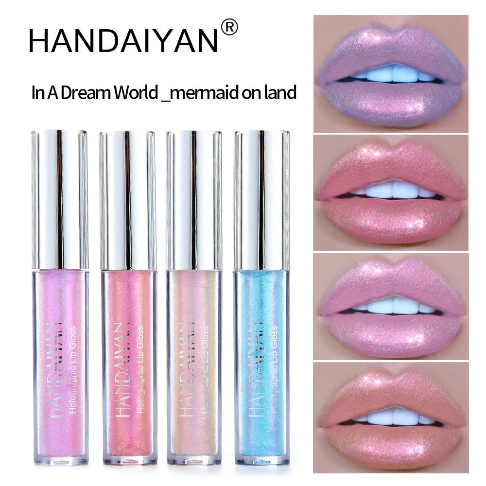 Handaiyan Mermaid Glitter Liquid Lipstick 6 Colors Waterproof Long Lasting Makeup Private Label OEM