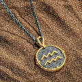 2023 New Fashion Trendy Stainless Steel Jewelry Astrology Coin Horoscope Constellations 12 Zodiac Signs Pendant Link Wedding