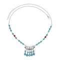 New Fashion Silver Plated Turquoise Beads Tassel Pendant Necklace for Women