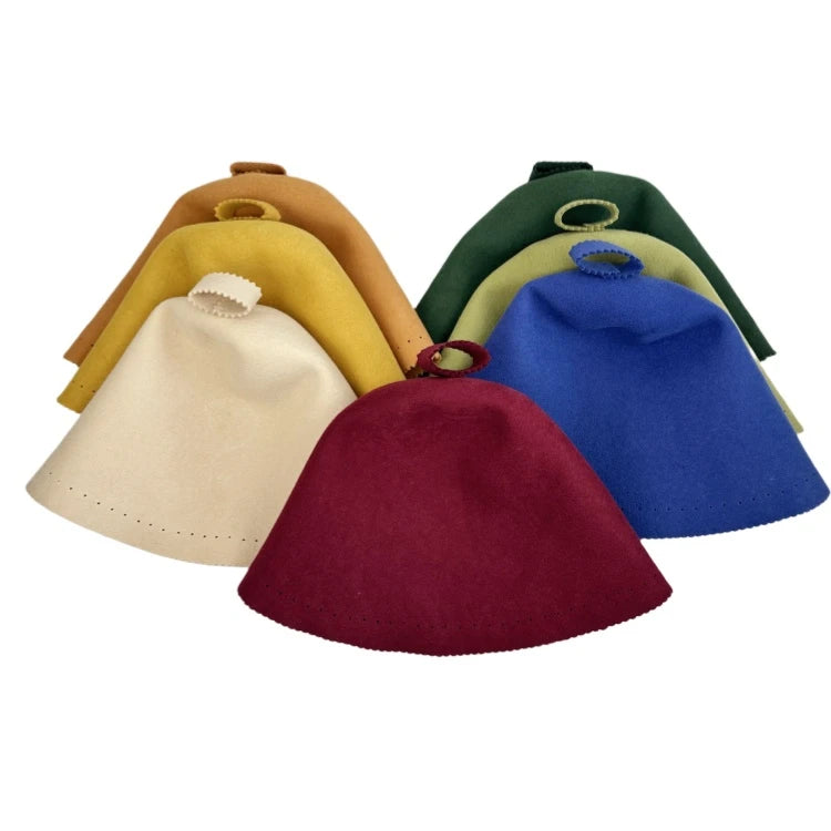 100% Merino Wool Felt Seamless Colorful Thickened Heatproof Sweat Bucket Sauna Hat Cap for Russian Japan Steam Room