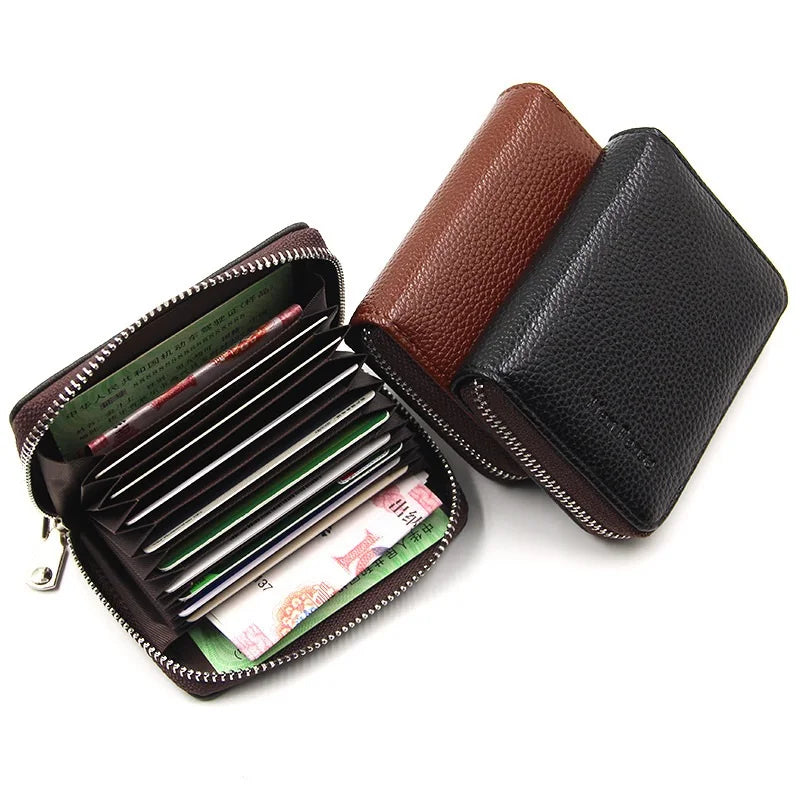 Menbense 2022 New Style Fashion Organ PU Leather Short Style Zipper Card Holder Wallets for MenMale Credit ID Card Csae