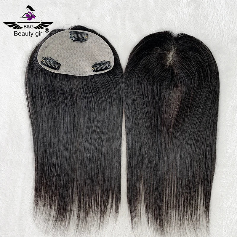 Beauty Girl Virgin Cuticle Aligned Brazilian Natural Line Remy Hair Clips in Silk Top Hair Bangs