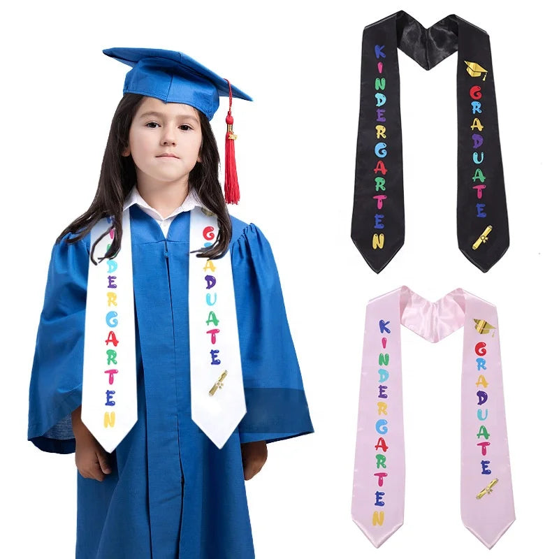 Children's Graduation Double Satin Cloth Sash Preschool Kindergarten Honors Awarded Ceremonial Shawl Stole