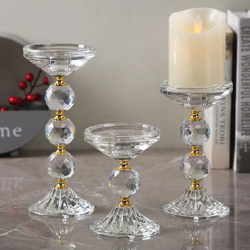 European Highend Crystal Singlehead Candlestick Holder Wedding Home Decor Crystal Glass Candle Jar