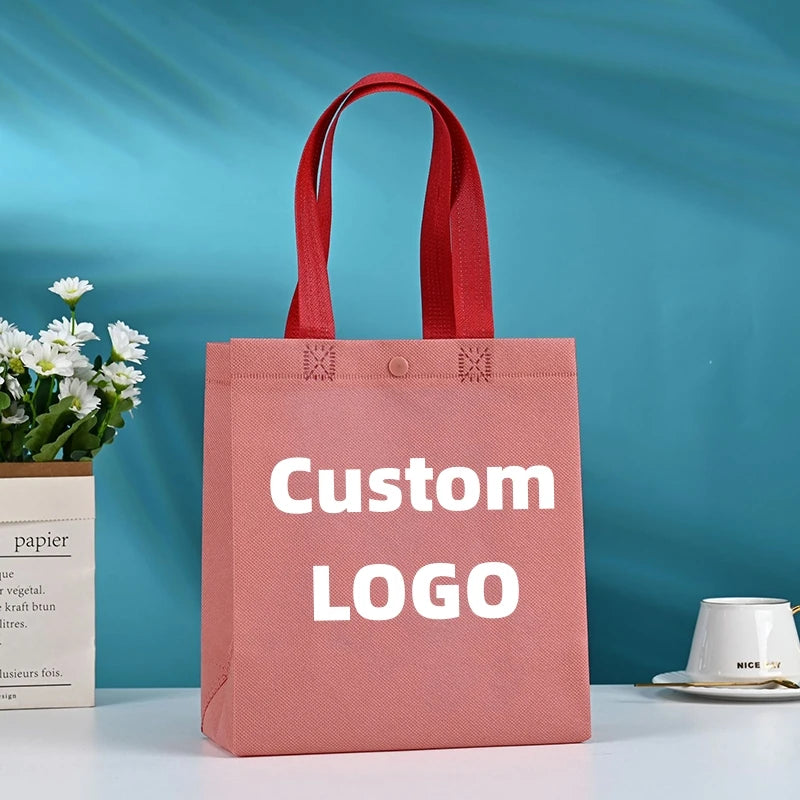 Customized Non-woven Fabric Handbags Clothing Store Shopping Bags Gift Eco-friendly Bags with Buttons