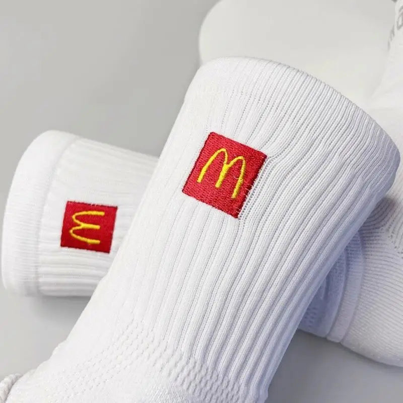 Men's Custom Logo Sport Socks with Embroidered Design Thick Terry Material Crew Height Bottom Positioned Basketball Logo