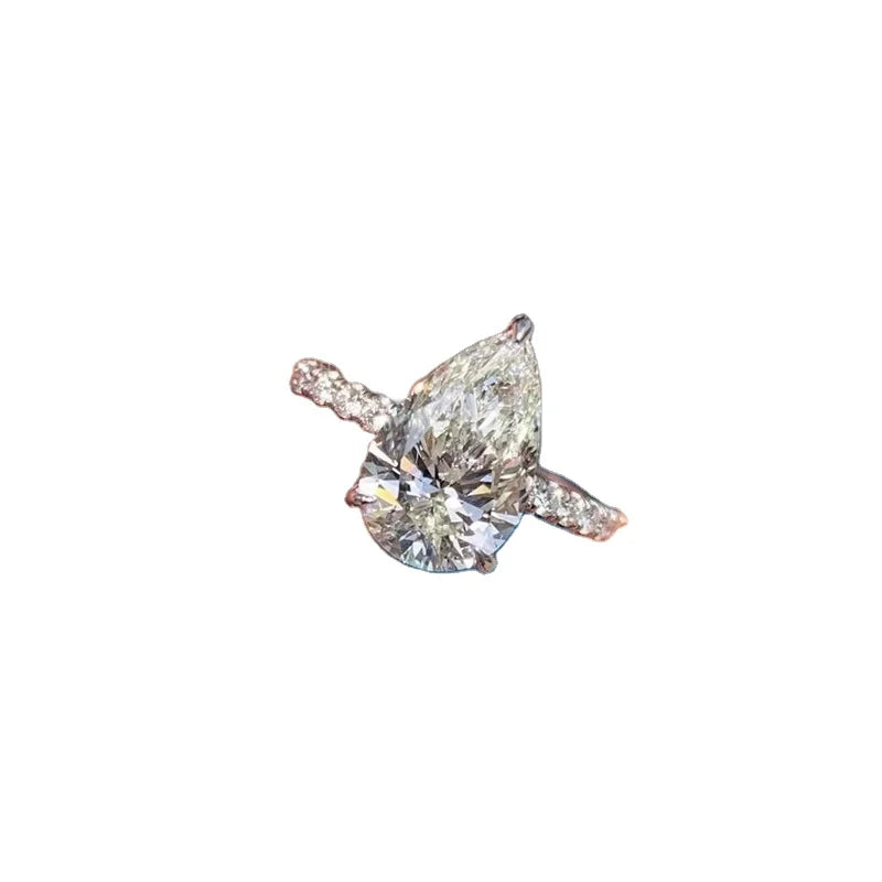Vintage Boutique 3CT Pear Diamond  9k 10k 14k Solid White Gold 925 Silver Moissanite Engagement Ring Wedding Bridal Jewelry