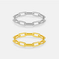 FUAMAY 925 Sterling Silver Chain Ring 18k Gold Filled Paper Clip Ring Paperclip Chain Rings