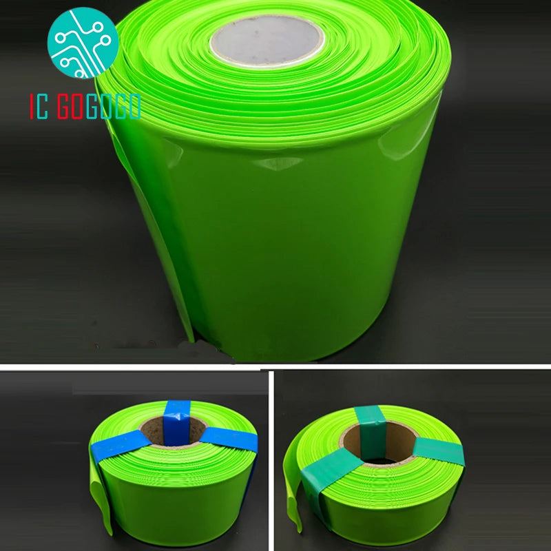 1m 30mm - 260mm 18650 Lithium Battery Heat Shrink Tube Li-ion Wrap Cover Skin PVC Shrinkable Film Pipe Sleeves Accessories Green