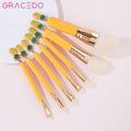 GRACEDO 7PCS Yellow Pineapple Pendant Mini Cute Gift Custom Logo Professional Luxury High Quality Face Brush Shaving Brush
