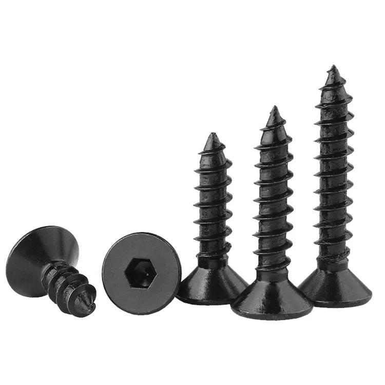 M2 M2.3 M2.6 M3 M4 M5 M6 Carbon Steel Wood Allen Self Tapping Screws Flat Head Hex Socket Cap Countersunk Head Screw