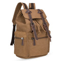 Durable Unisex Stylish PU Leather Straps Fashionable Portable Travel Laptop Schoolbags Canvas Backpack with Polyester Lining