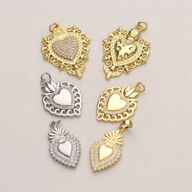 Heart Shape Micro Zircon 18k Gold Plated Hip Hop Unisex Charm Pendant Popular Style Jewelry