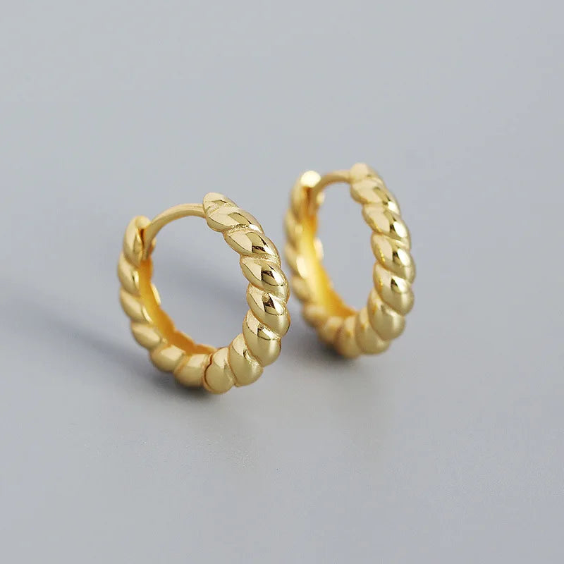 Custom Goth Bohemian 9.5mm Huggie Hoop Earrings Gold Plated 925 Sterling Silver Women's Party Jewelry Trendy Statement Weddings