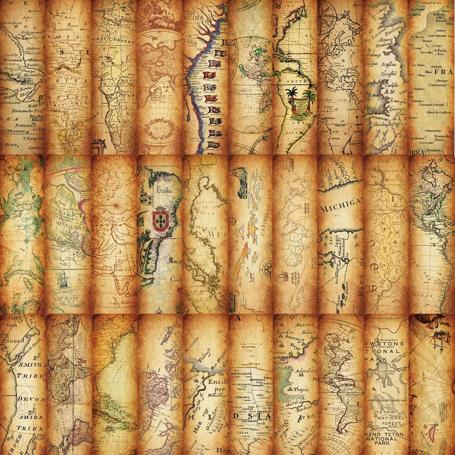 15CM 30PCS Vintage Treasure World Map Bookmarking Kraft Old Sailing Direction Bookmark