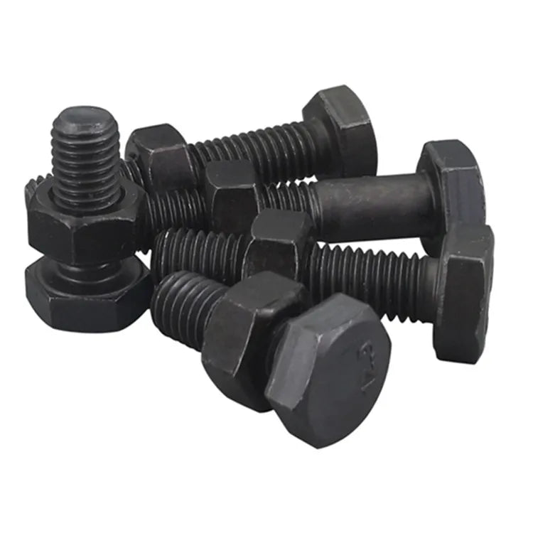 4.8 Grade M12 Hex Bolt Plain Surface Black Carbon Steel Material for Building Industry Machinery