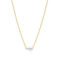 JOYFFO Minimalist 2-Pearl Freshwater Pearl Necklace Bridesmaid Gift Daily Wear Sterling Silver with Quartz Quartz Necklace