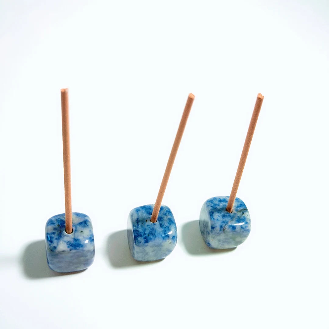 DIY Top selling Polished Natural Blue spot jasper Small Cube shape Incense Holder ornament for decoration