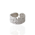 S925 Sterling Silver Wrinkle Ring Female Temperament Texture Opening Ring Cold Wind Minimalist Irregular Rings