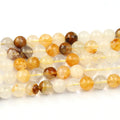 Natural Brazilian Golden Healer Quartz Crystal Bead Yellow Hematoid Quartz Beads Strand for Jewelry Making 6mm 8mm 10mm 38CM