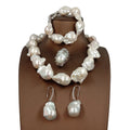 Good Quality Natural Baroque Pearl Jewelry Set18 Inch Necklace Bracelet 925 Silver Earringbiggest Baroque Pearl Set