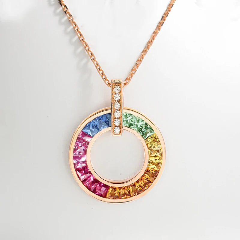 Women's Jewelry 2022 18 k Gold Princess Sapphire Diamond Natural Stone Necklace Pendant