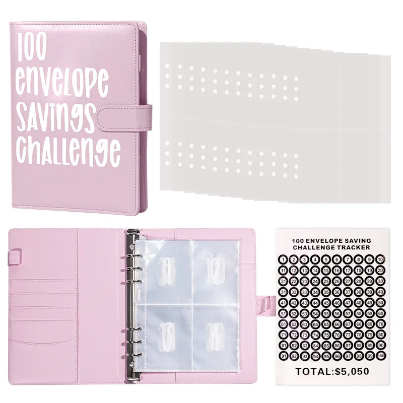 OEM Service Supported Budget Challenge Organizer Cash Binder Book A5 100 Sheets Loose-leaf Binding $5050 Pockets Saving Money