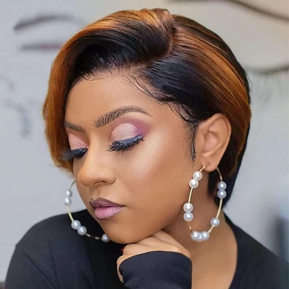 Goodluck Summer Hot Sale Short Pixie Cut Transparent Lace Wig Human Hair Cheap Short Pixie Wigs for Black Women Perruque Naturel