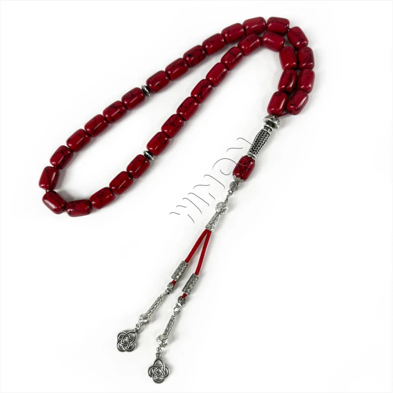10*14mm 33pcs Turquoise Beads Silver Plated Unisex Religious Beaded Necklace Muslim Rosary Islamic Prayer Beads Arab Gifts