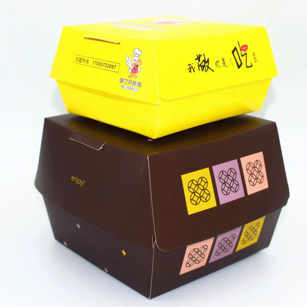 Disposable Cardboard Burger Box Paper Meal Boat Tray Box to Box Hamburger Packaging