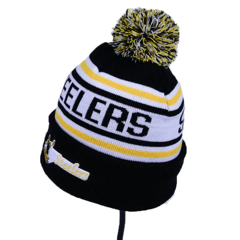Wholesale Custom Beanie/OEM Own Embroidery logo 100% Acrylic Pom Pom Knitted Fashion OEM Beanie Hat Custom Winter Hat